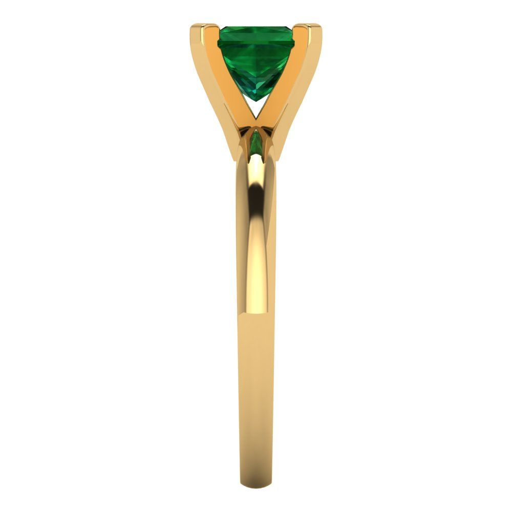 1 cttw Simulated Emerald Solitaire  Engagement Ring - Solid Gold (Princess Cut,5.5mm)