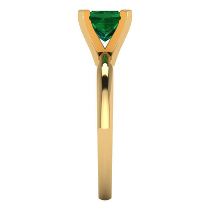 1 cttw Simulated Emerald Solitaire  Engagement Ring - Solid Gold (Princess Cut,5.5mm)