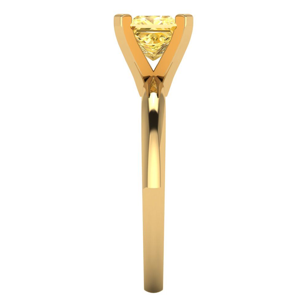 1 cttw Zirconia Simulated Yellow Diamond Solitaire  Engagement Ring - Solid Gold (VVS1, Princess Cut,5.5mm)