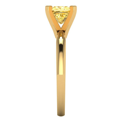 1 cttw Zirconia Simulated Yellow Diamond Solitaire  Engagement Ring - Solid Gold (VVS1, Princess Cut,5.5mm)