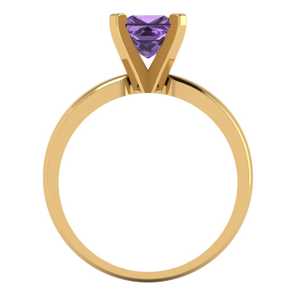 1 cttw Simulated Alexandrite Solitaire  Engagement Ring - Solid Gold (Princess Cut,5.5mm)