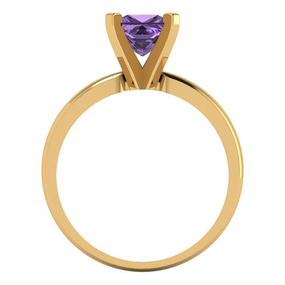 1 cttw Simulated Alexandrite Solitaire  Engagement Ring - Solid Gold (Princess Cut,5.5mm)