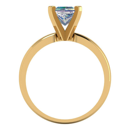 1 cttw Blue Moissanite Solitaire  Engagement Ring - Solid Gold (Princess Cut,5.5mm)