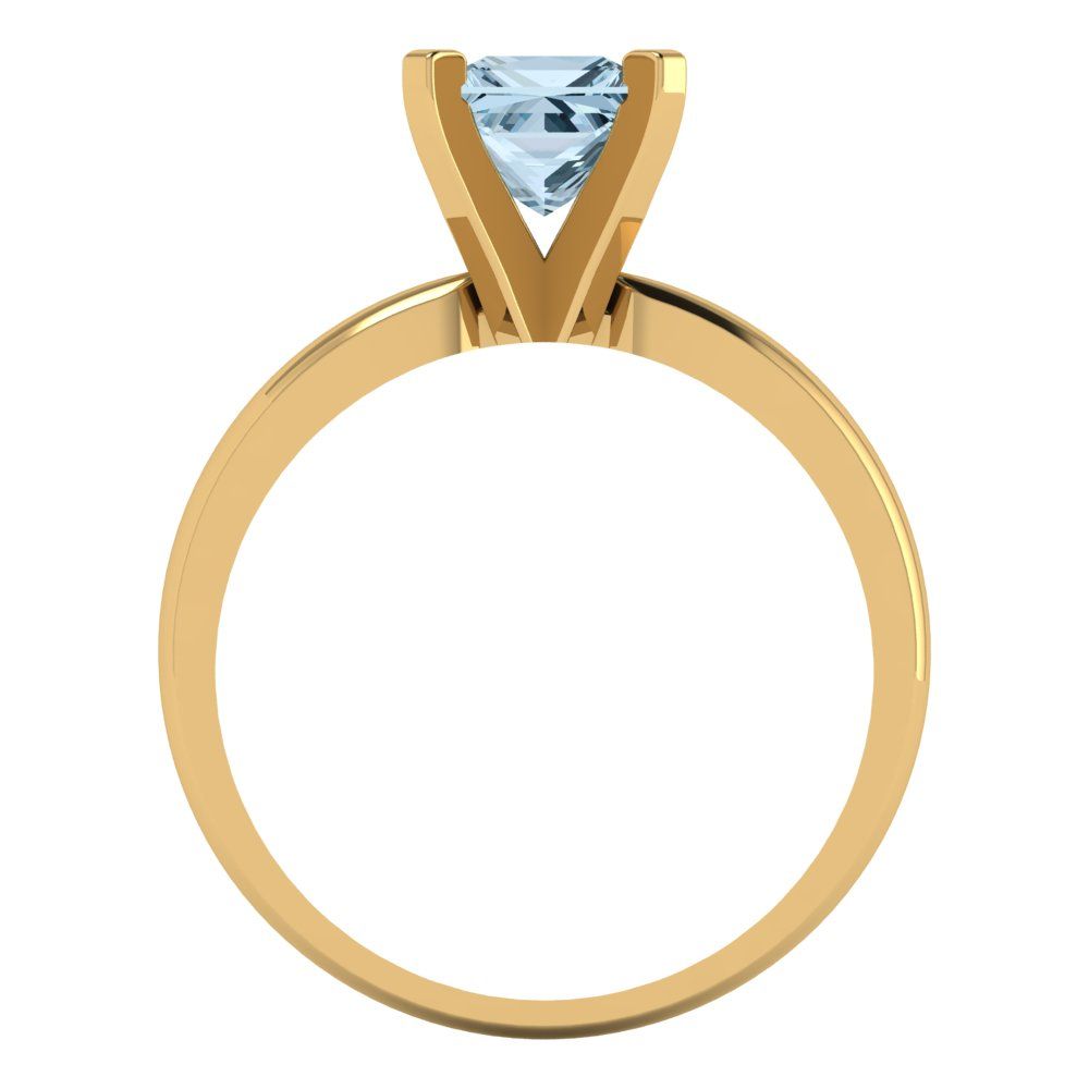 1 cttw Natural Aquamarine Solitaire  Engagement Ring - Solid Gold (Princess Cut,5.5mm)