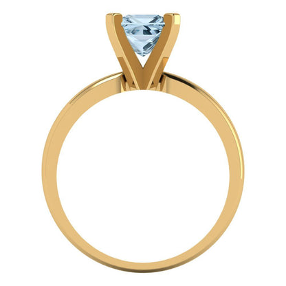 1 cttw Zirconia Simulated Blue Diamond Solitaire  Engagement Ring - Solid Gold (VVS1, Princess Cut,5.5mm)