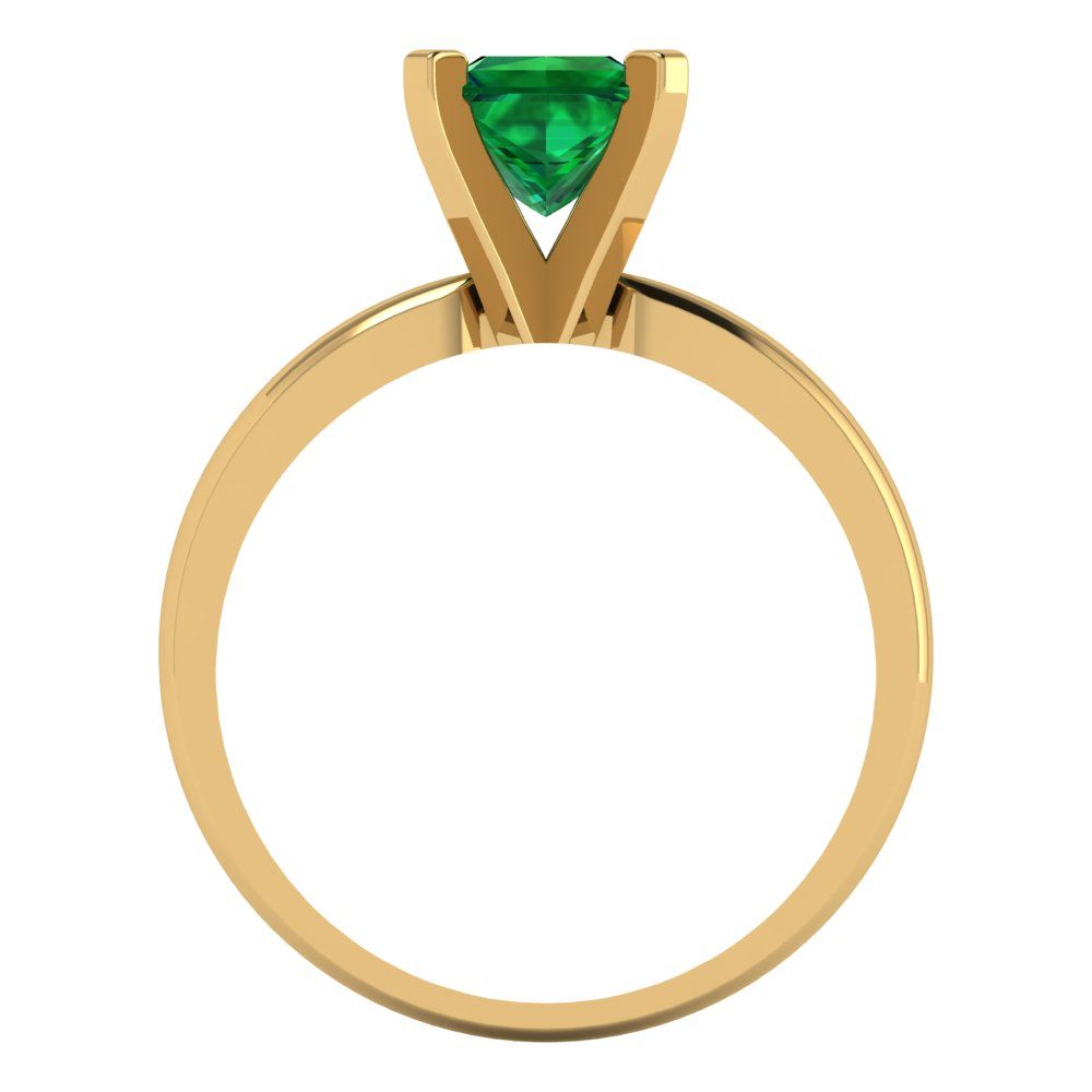 1 cttw Simulated Emerald Solitaire  Engagement Ring - Solid Gold (Princess Cut,5.5mm)