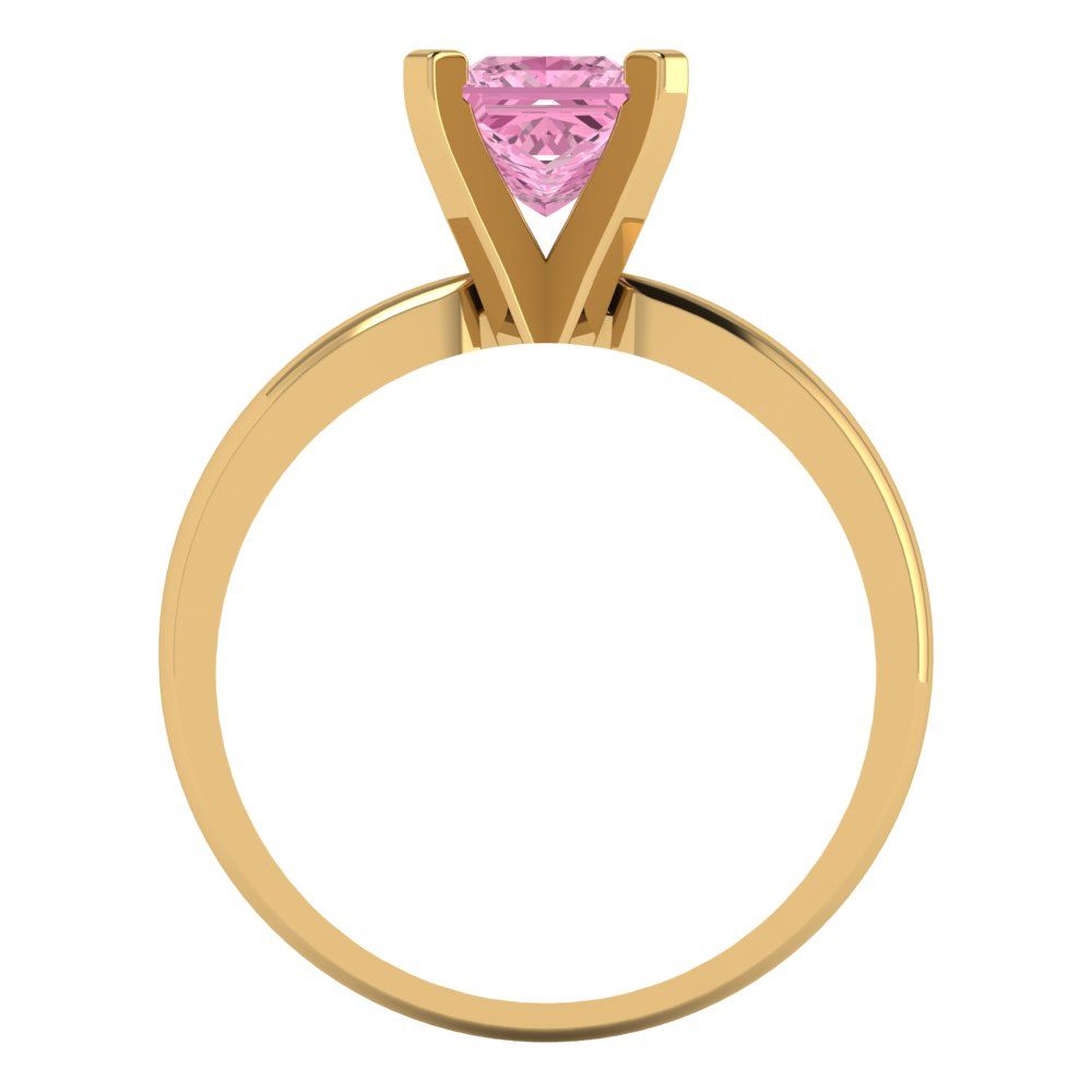 1 cttw Zirconia Simulated Pink Diamond Solitaire  Engagement Ring - Solid Gold (VVS1, Princess Cut,5.5mm)