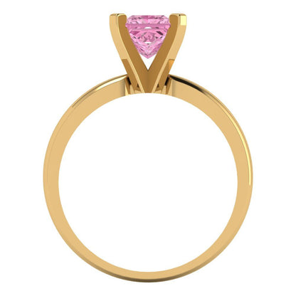 1 cttw Zirconia Simulated Pink Diamond Solitaire  Engagement Ring - Solid Gold (VVS1, Princess Cut,5.5mm)