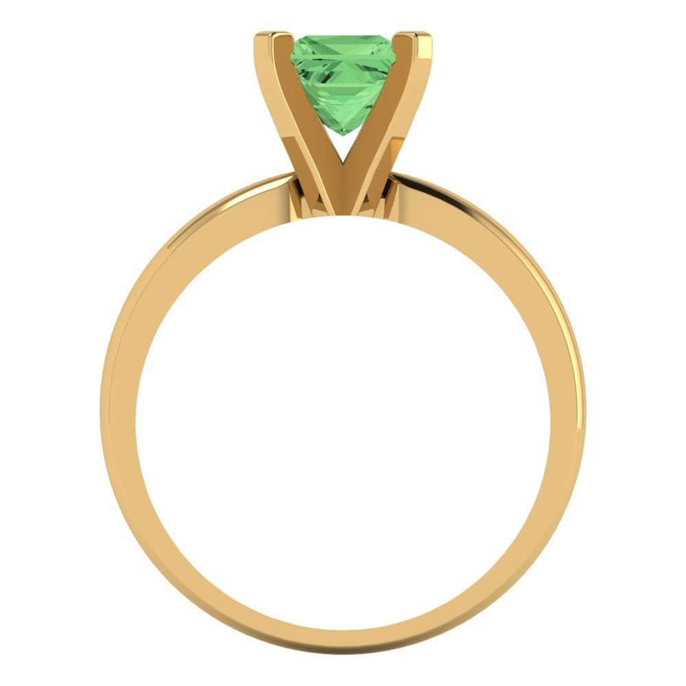 1 cttw Zirconia Simulated Green Diamond Solitaire  Engagement Ring - Solid Gold (VVS1, Princess Cut,5.5mm)