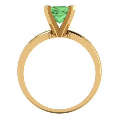 1 cttw Zirconia Simulated Green Diamond Solitaire  Engagement Ring - Solid Gold (VVS1, Princess Cut,5.5mm)