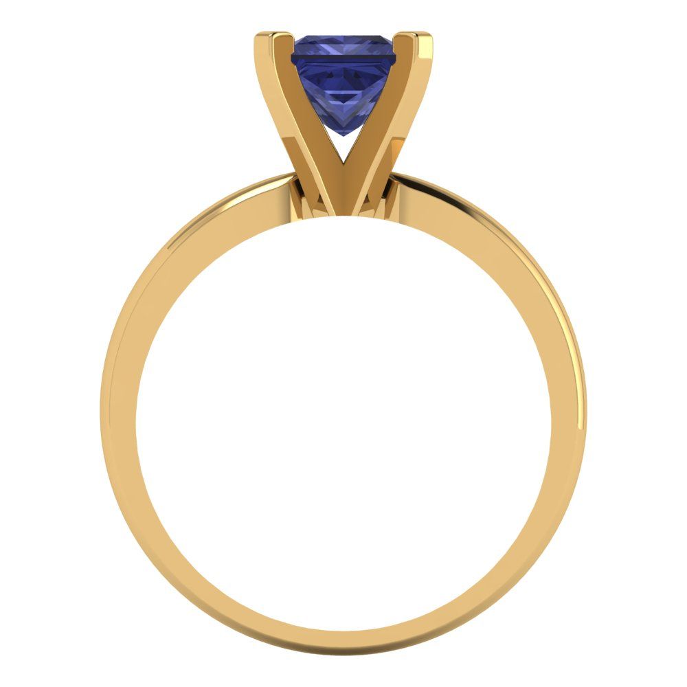 1 cttw Simulated Tanzanite Solitaire  Engagement Ring - Solid Gold (Princess Cut,5.5mm)