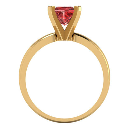 1 cttw Natural Garnet Solitaire  Engagement Ring - Solid Gold (Princess Cut,5.5mm)