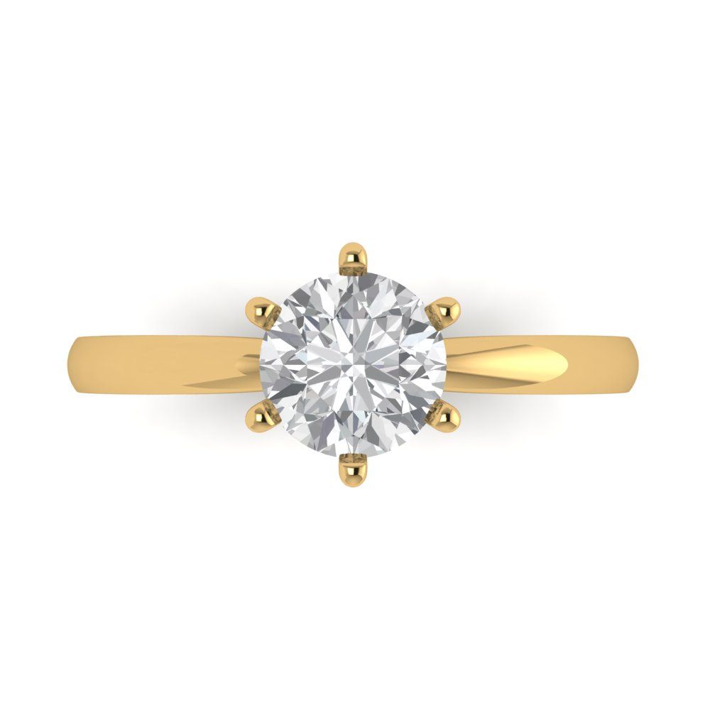 1 cttw Certified Moissanite Solitaire  Engagement Ring - Solid Gold (VVS1, D-F,Round Cut,6.5mm)
