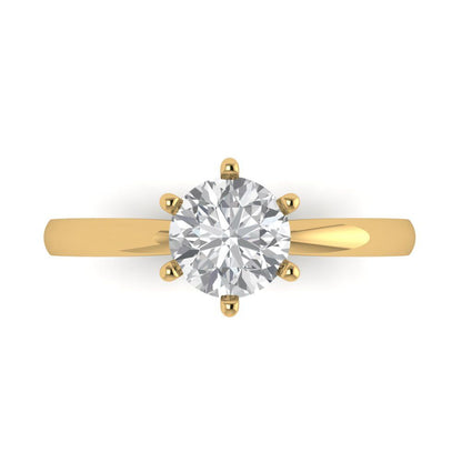 1 cttw Certified Moissanite Solitaire  Engagement Ring - Solid Gold (VVS1, D-F,Round Cut,6.5mm)