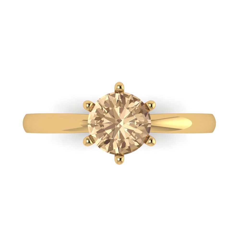 1 cttw Yellow Moissanite Solitaire  Engagement Ring - Solid Gold (Round Cut,6.5mm)