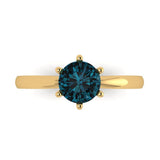 1 ct Brilliant Round Cut Natural London Blue Topaz Stone Yellow Gold Solitaire Ring