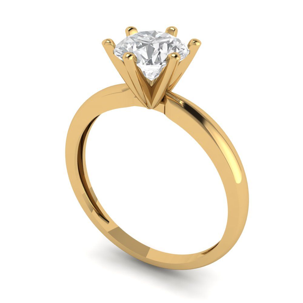 1 cttw White Sapphire Solitaire  Engagement Ring - Solid Gold (Round Cut,6.5mm)