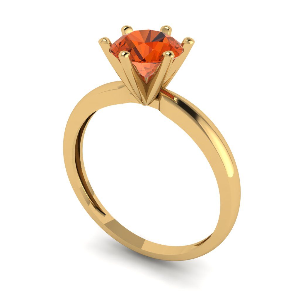 1 cttw Zirconia Simulated Red Diamond Solitaire  Engagement Ring - Solid Gold (VVS1, Round Cut,6.5mm)