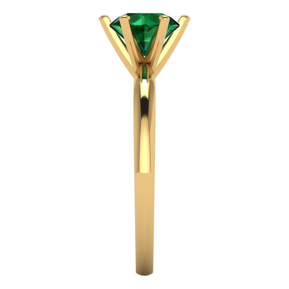 1 cttw Simulated Emerald Solitaire  Engagement Ring - Solid Gold (Round Cut,6.5mm)