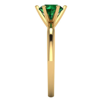 1 cttw Simulated Emerald Solitaire  Engagement Ring - Solid Gold (Round Cut,6.5mm)