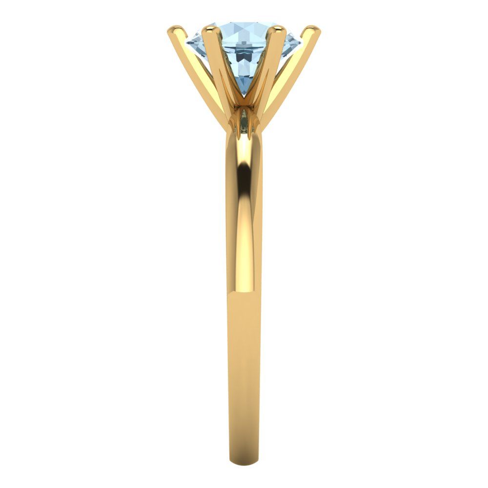 1 cttw Natural Sky Blue Topaz Solitaire  Engagement Ring - Solid Gold (Round Cut,6.5mm)