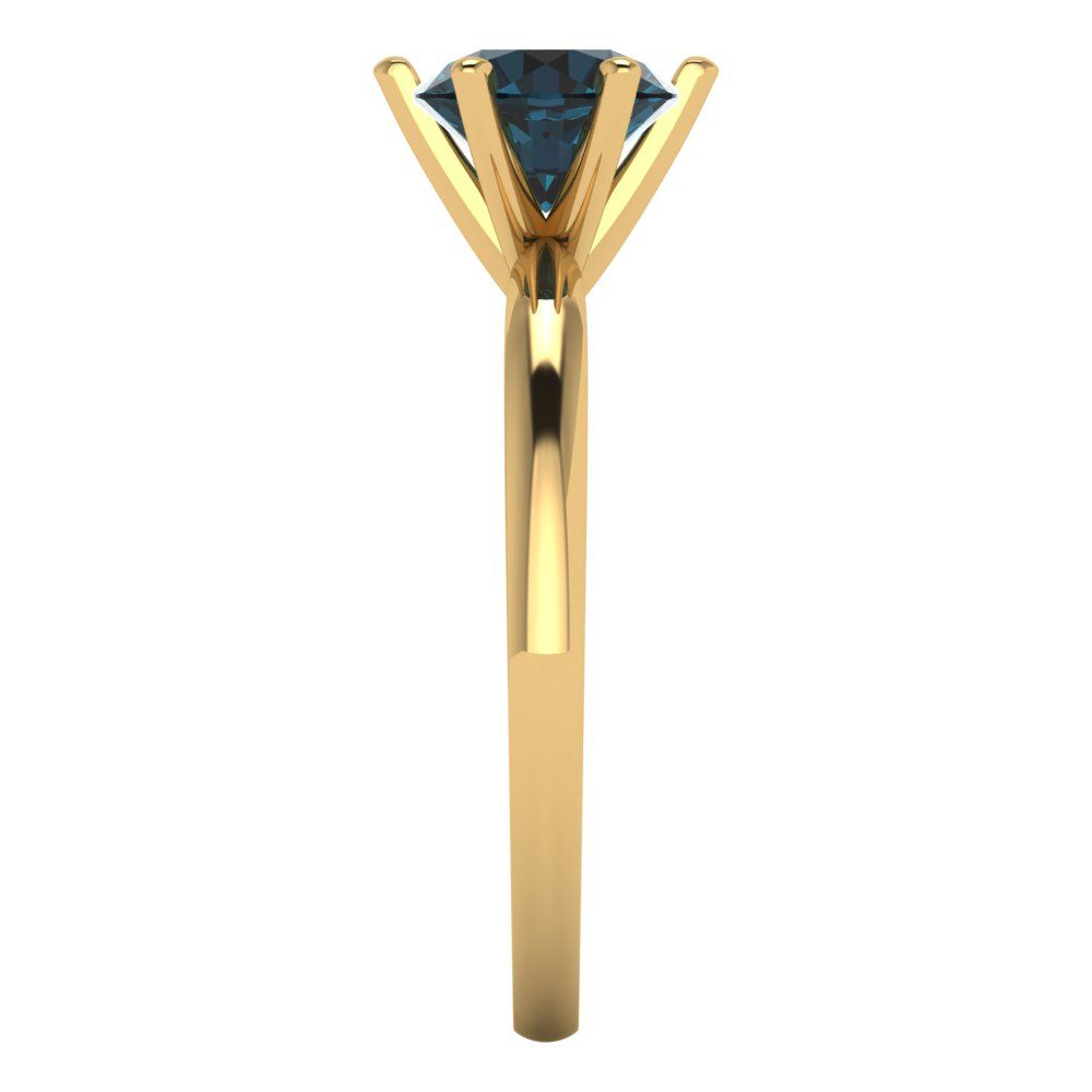 1 cttw Natural London Blue Topaz Solitaire  Engagement Ring - Solid Gold (Round Cut,6.5mm)