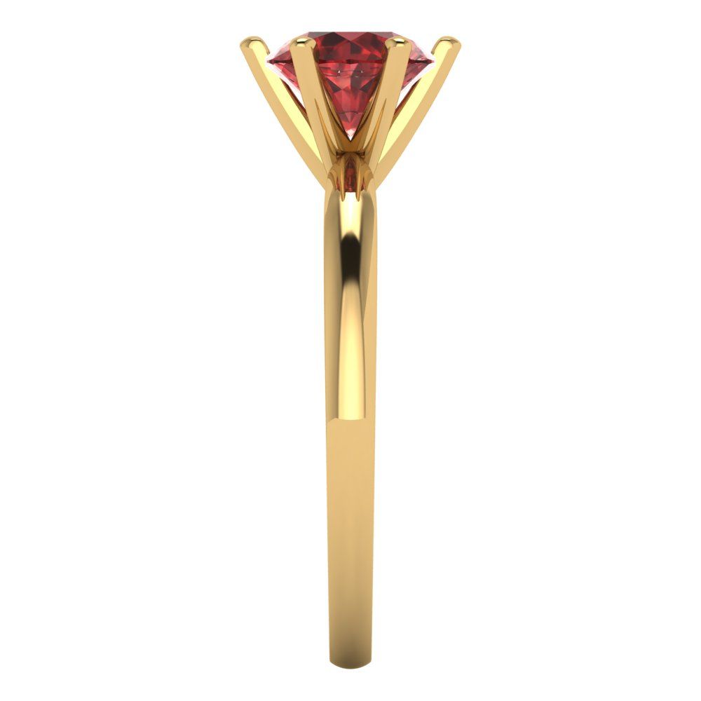1 cttw Natural Garnet Solitaire  Engagement Ring - Solid Gold (Round Cut,6.5mm)