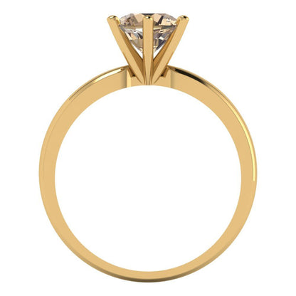 1 cttw Yellow Moissanite Solitaire  Engagement Ring - Solid Gold (Round Cut,6.5mm)