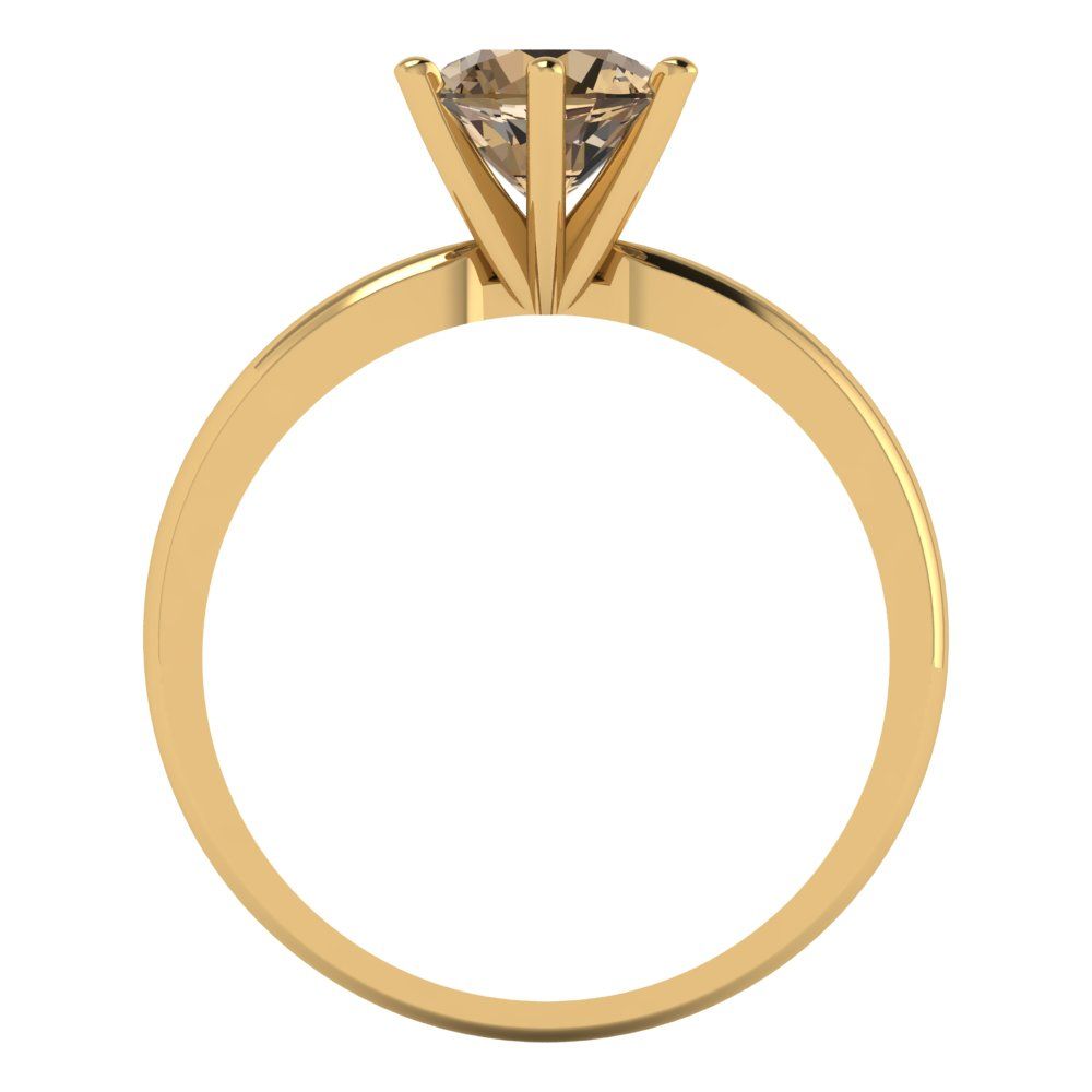 1 cttw Zirconia Simulated Champagne Diamond Solitaire  Engagement Ring - Solid Gold (VVS1, Round Cut,6.5mm)