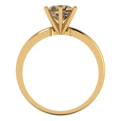 1 cttw Zirconia Simulated Champagne Diamond Solitaire  Engagement Ring - Solid Gold (VVS1, Round Cut,6.5mm)