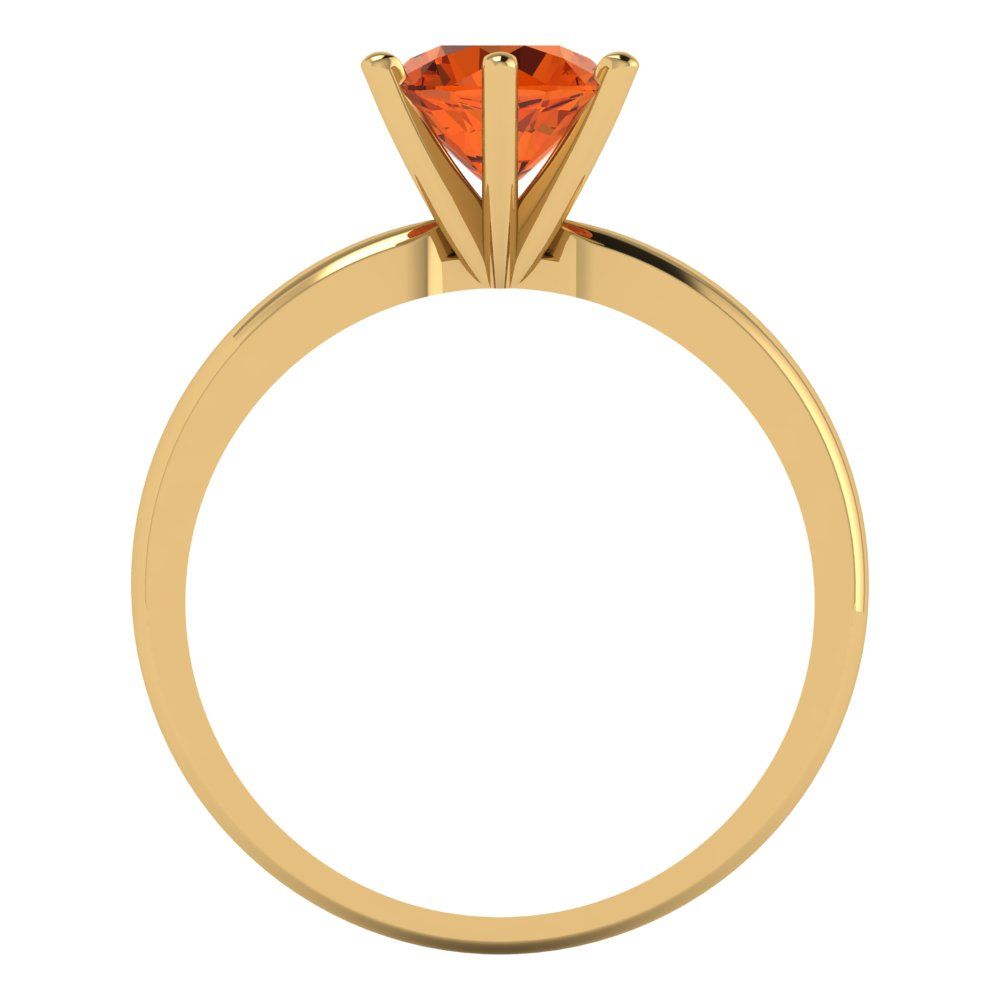 1 cttw Simulated Ruby Solitaire  Engagement Ring - Solid Yellow Gold (VVS1, Round Cut,6.5mm)