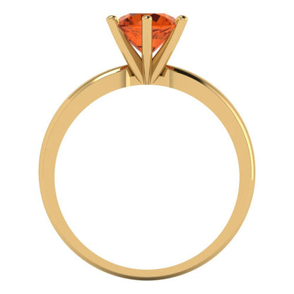 1 cttw Simulated Ruby Solitaire  Engagement Ring - Solid Yellow Gold (VVS1, Round Cut,6.5mm)