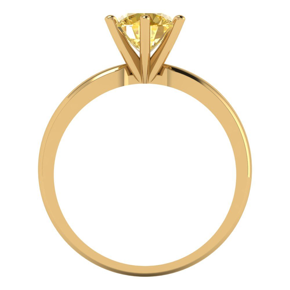 1 cttw Natural Citrine Solitaire  Engagement Ring - Solid Gold (Round Cut,6.5mm)