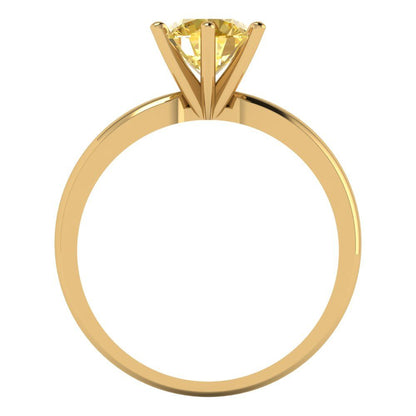 1 cttw Natural Citrine Solitaire  Engagement Ring - Solid Gold (Round Cut,6.5mm)