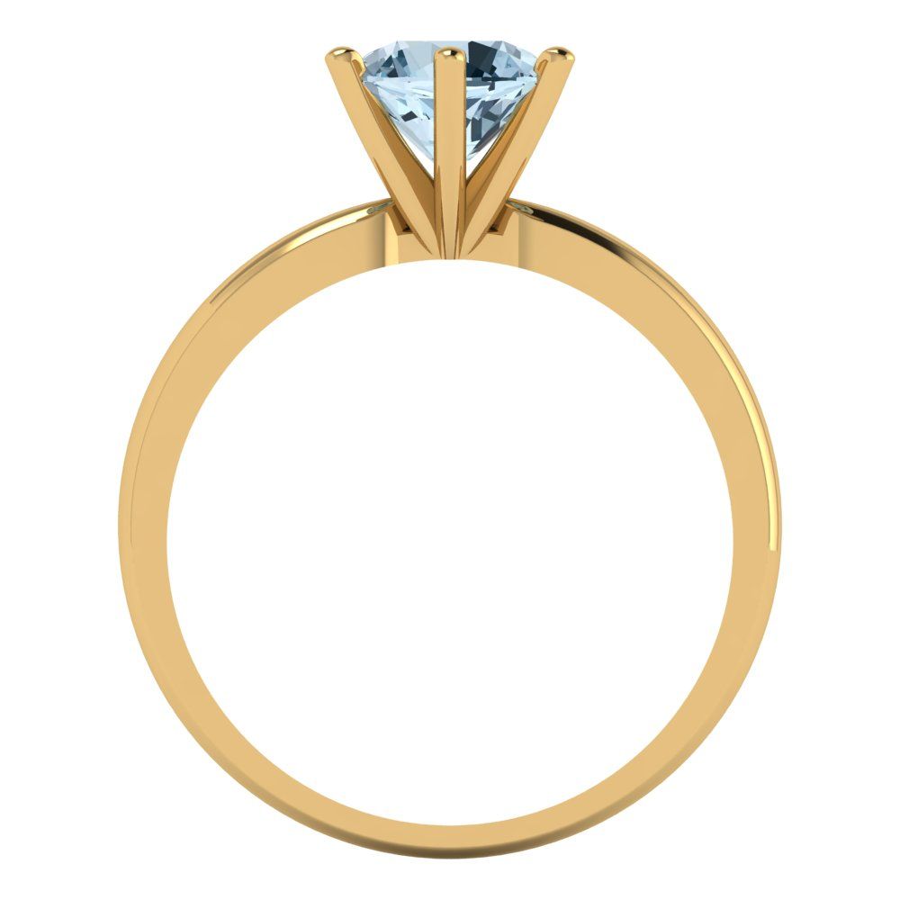 1 cttw Natural Aquamarine Solitaire  Engagement Ring - Solid Gold (Round Cut,6.5mm)