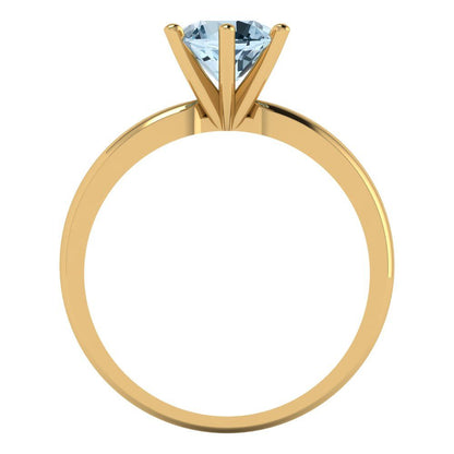 1 cttw Natural Aquamarine Solitaire  Engagement Ring - Solid Gold (Round Cut,6.5mm)