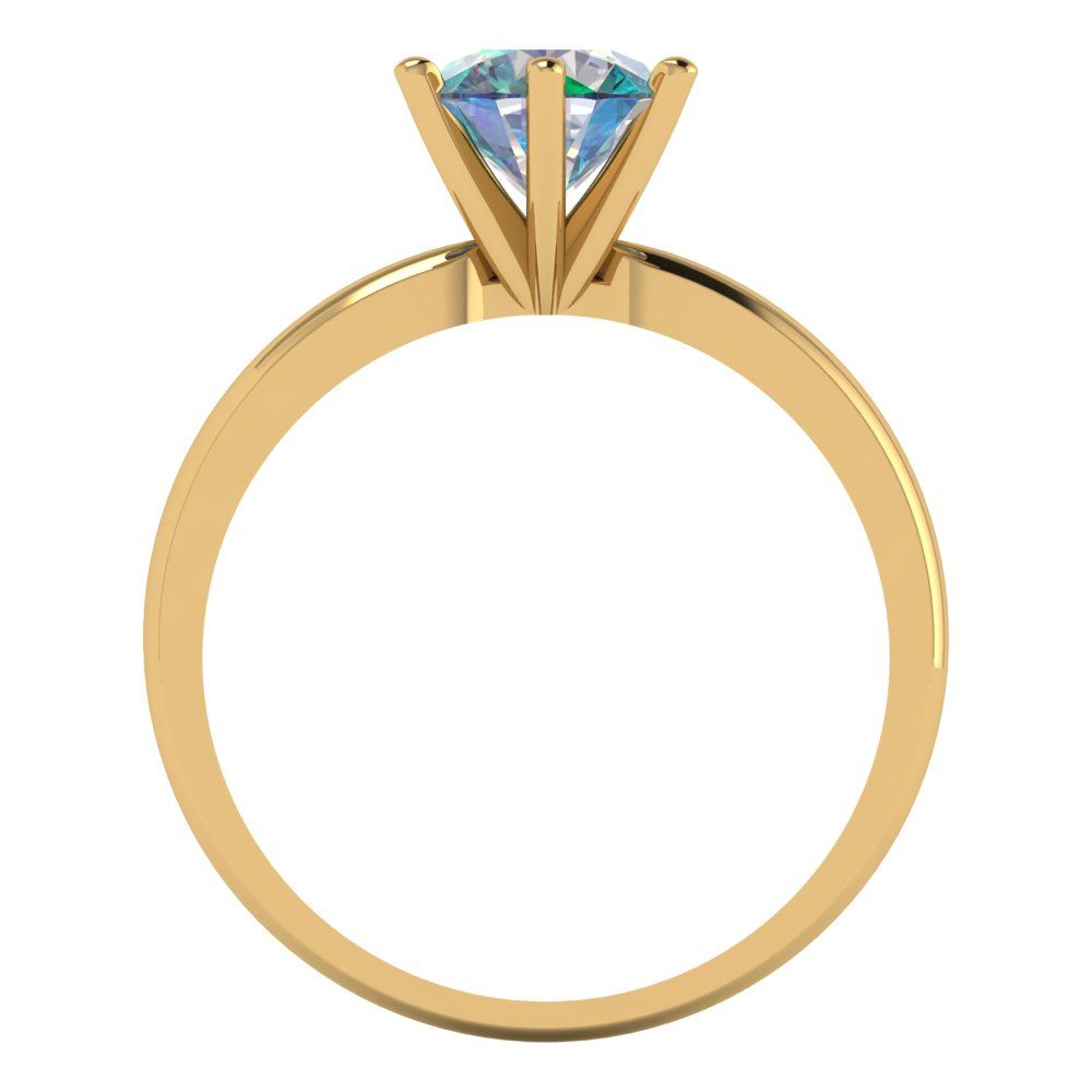 1 cttw Blue Moissanite Solitaire  Engagement Ring - Solid Gold (Round Cut,6.5mm)