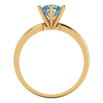 1 cttw Blue Moissanite Solitaire  Engagement Ring - Solid Gold (Round Cut,6.5mm)