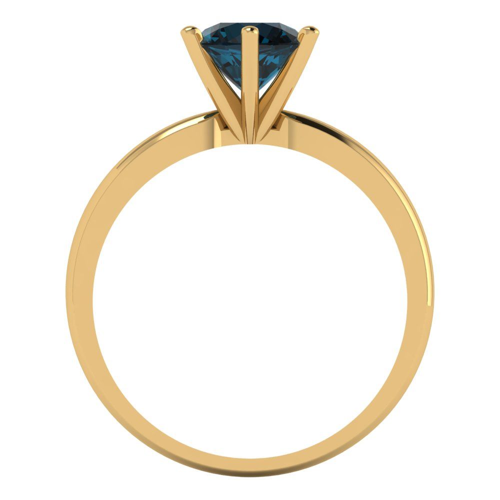 1 cttw Natural London Blue Topaz Solitaire  Engagement Ring - Solid Gold (Round Cut,6.5mm)