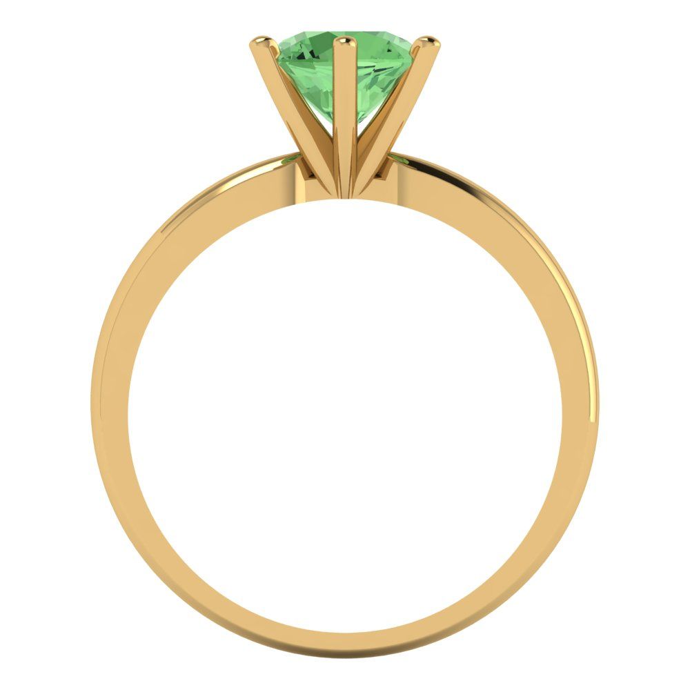 1 cttw Zirconia Simulated Green Diamond Solitaire  Engagement Ring - Solid Gold (VVS1, Round Cut,6.5mm)