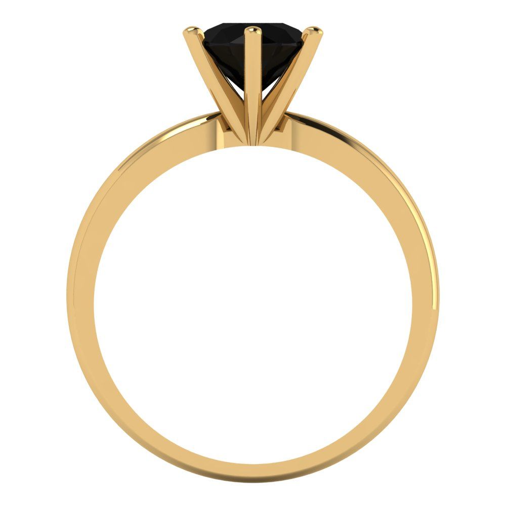 1 cttw Natural Onyx Solitaire  Engagement Ring - Solid Gold (Round Cut,6.5mm)