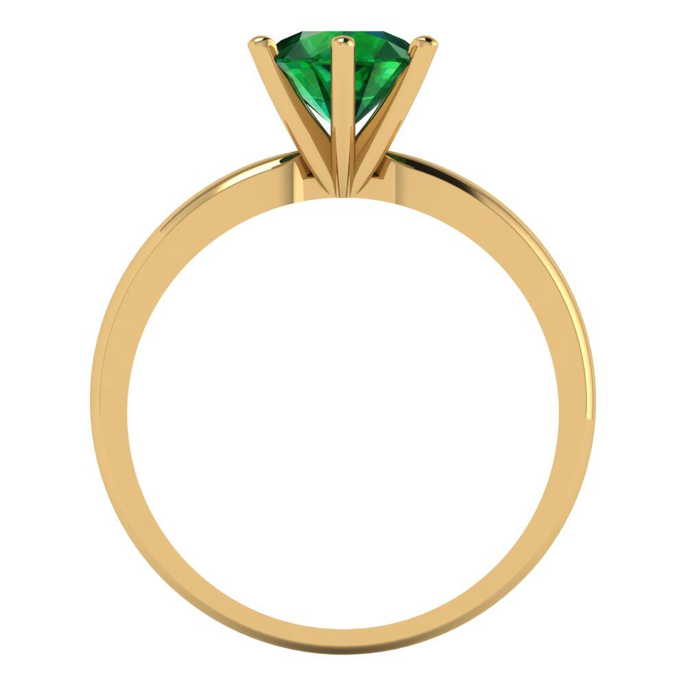 1 cttw Simulated Emerald Solitaire  Engagement Ring - Solid Gold (Round Cut,6.5mm)