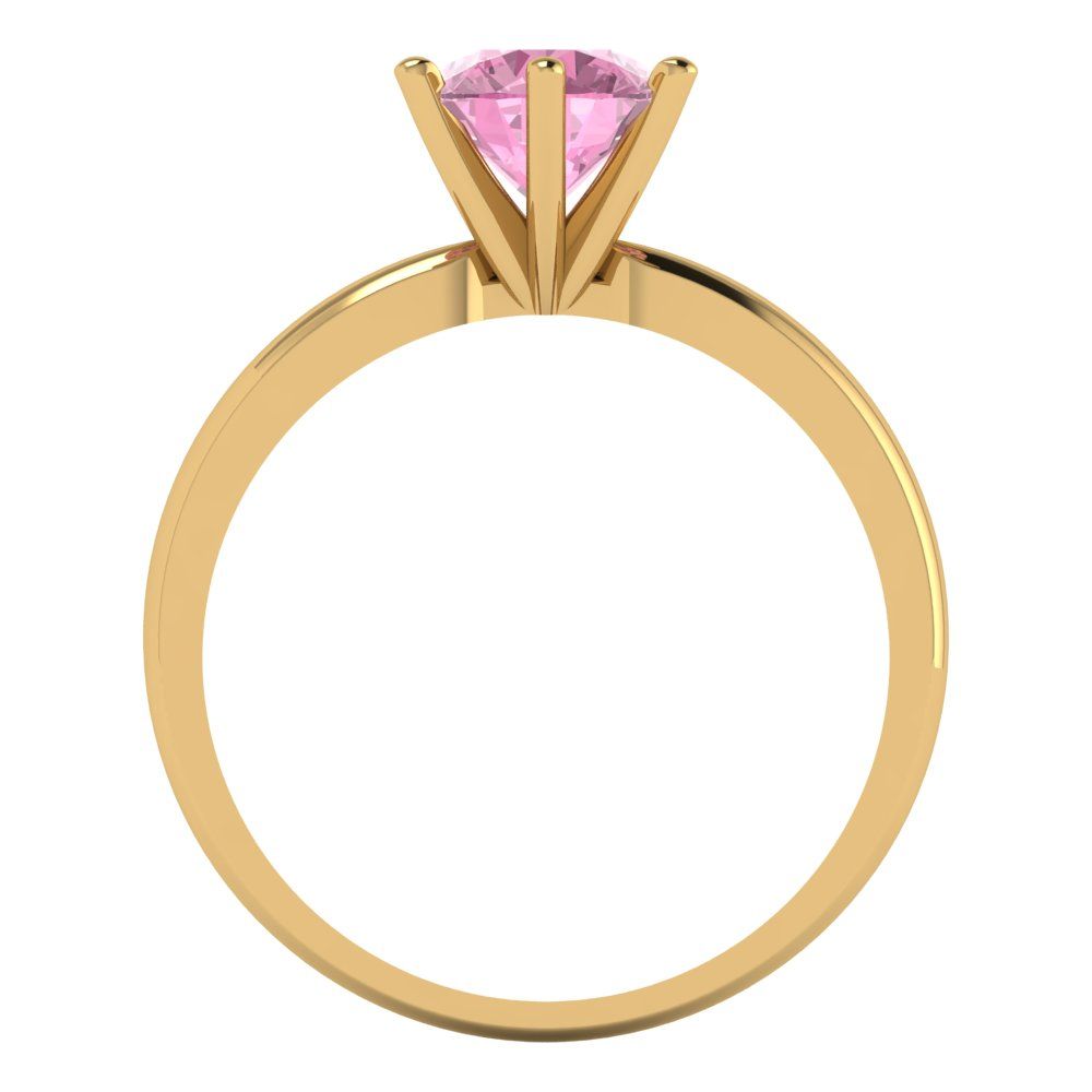 1 cttw Zirconia Simulated Pink Diamond Solitaire  Engagement Ring - Solid Gold (VVS1, Round Cut,6.5mm)