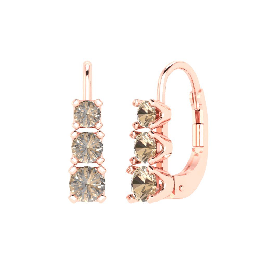 1.06 ctw Yellow Moissanite Drop Dangle Earrings | 4mm Round Cut White Gold Lever Back | April Birthstone