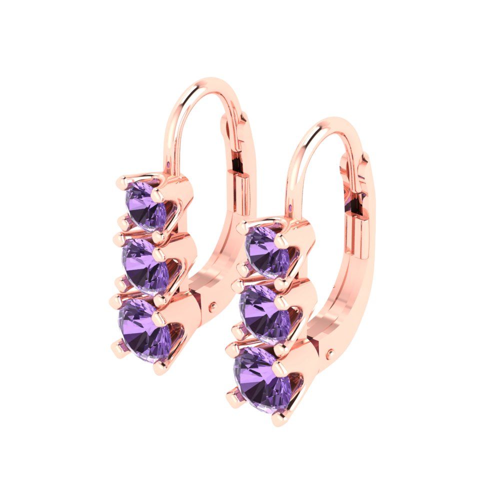 1.06 ctw Alexandrite Drop Dangle Earrings | 4mm Round Cut White Gold Lever Back | June Birthstone