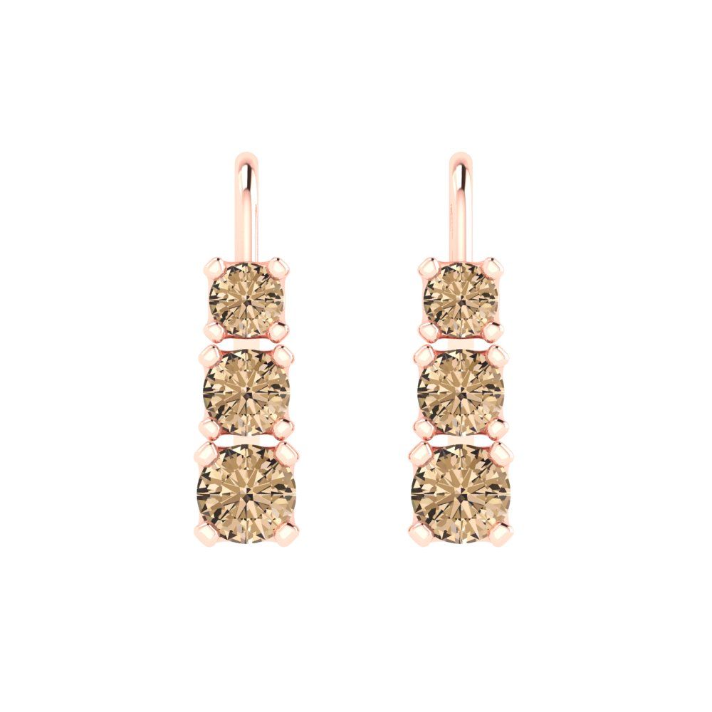 1.06 ctw Yellow Moissanite Drop Dangle Earrings | 4mm Round Cut White Gold Lever Back | April Birthstone