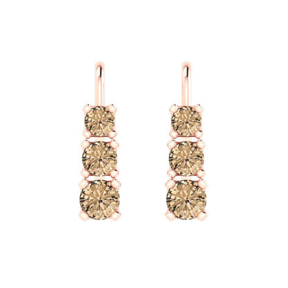 1.06 ctw Yellow Moissanite Drop Dangle Earrings | 4mm Round Cut White Gold Lever Back | April Birthstone