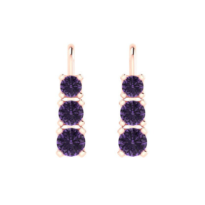 1.06cttw Alexandrite Gold-Plated 925 Silver Lever Back Drop Dangle Earrings