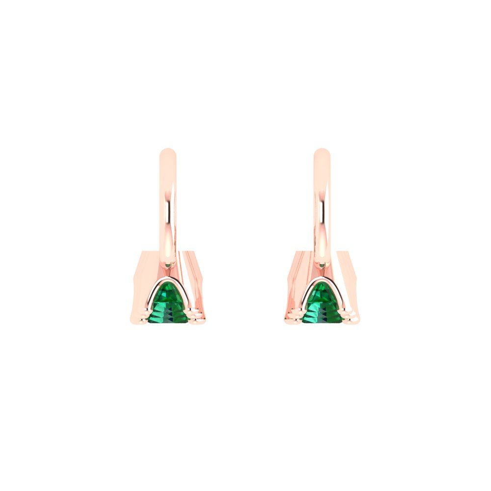 1.06 ctw Emerald Drop Dangle Earrings | 4mm Round Cut White Gold Lever Back | May Birthstone