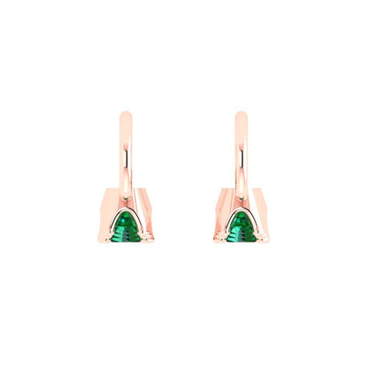 1.06 ctw Emerald Drop Dangle Earrings | 4mm Round Cut White Gold Lever Back | May Birthstone